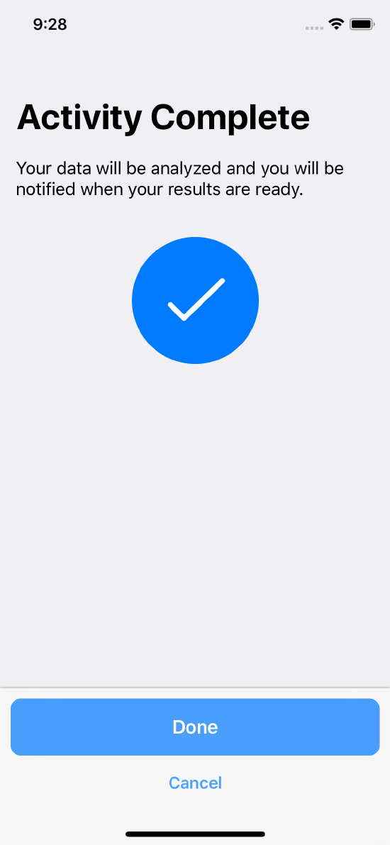 Task Completion Screen