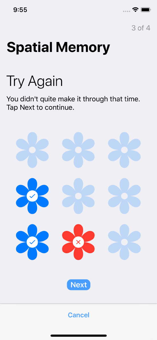 Consecutive failure screen