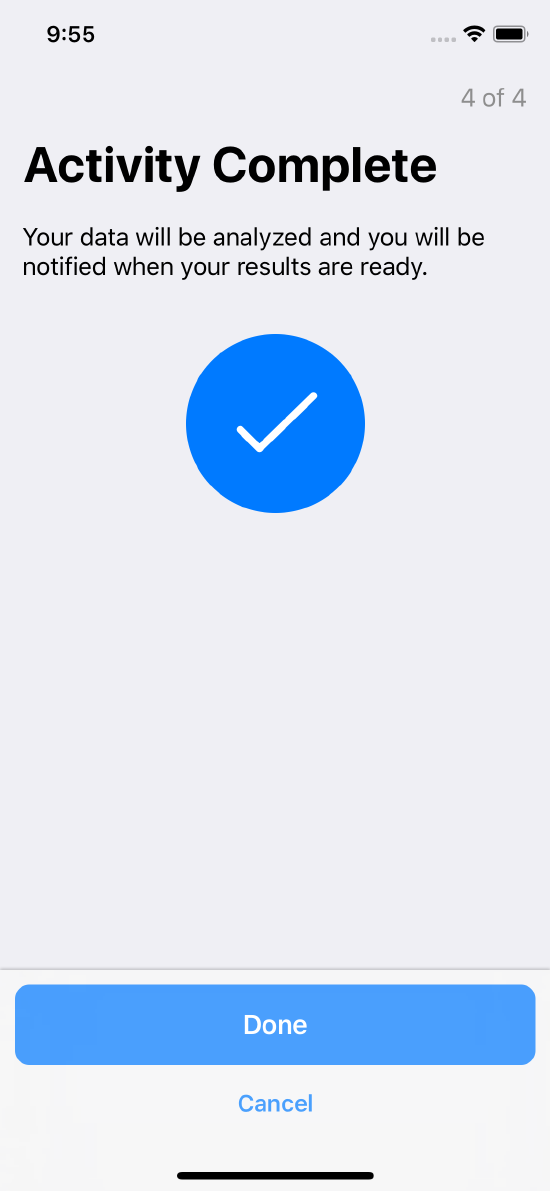 Task Completion screen