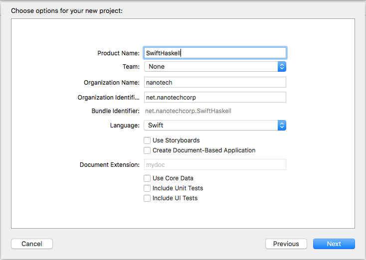 Create a new project